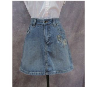 NEW LA Blues Denim Embroidered Skirt Size 16
